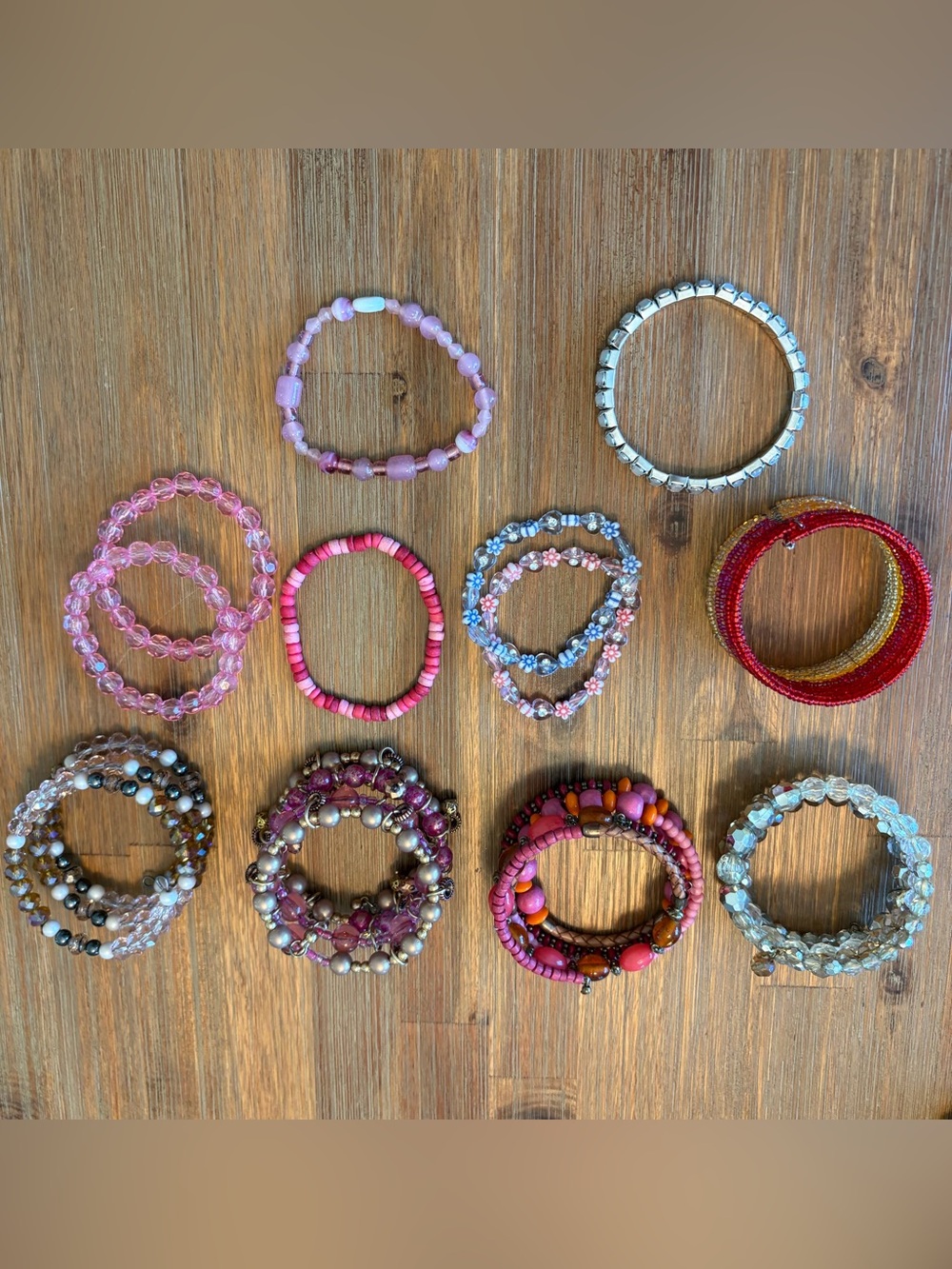 Bundle of pretty colorful beaded bracelets